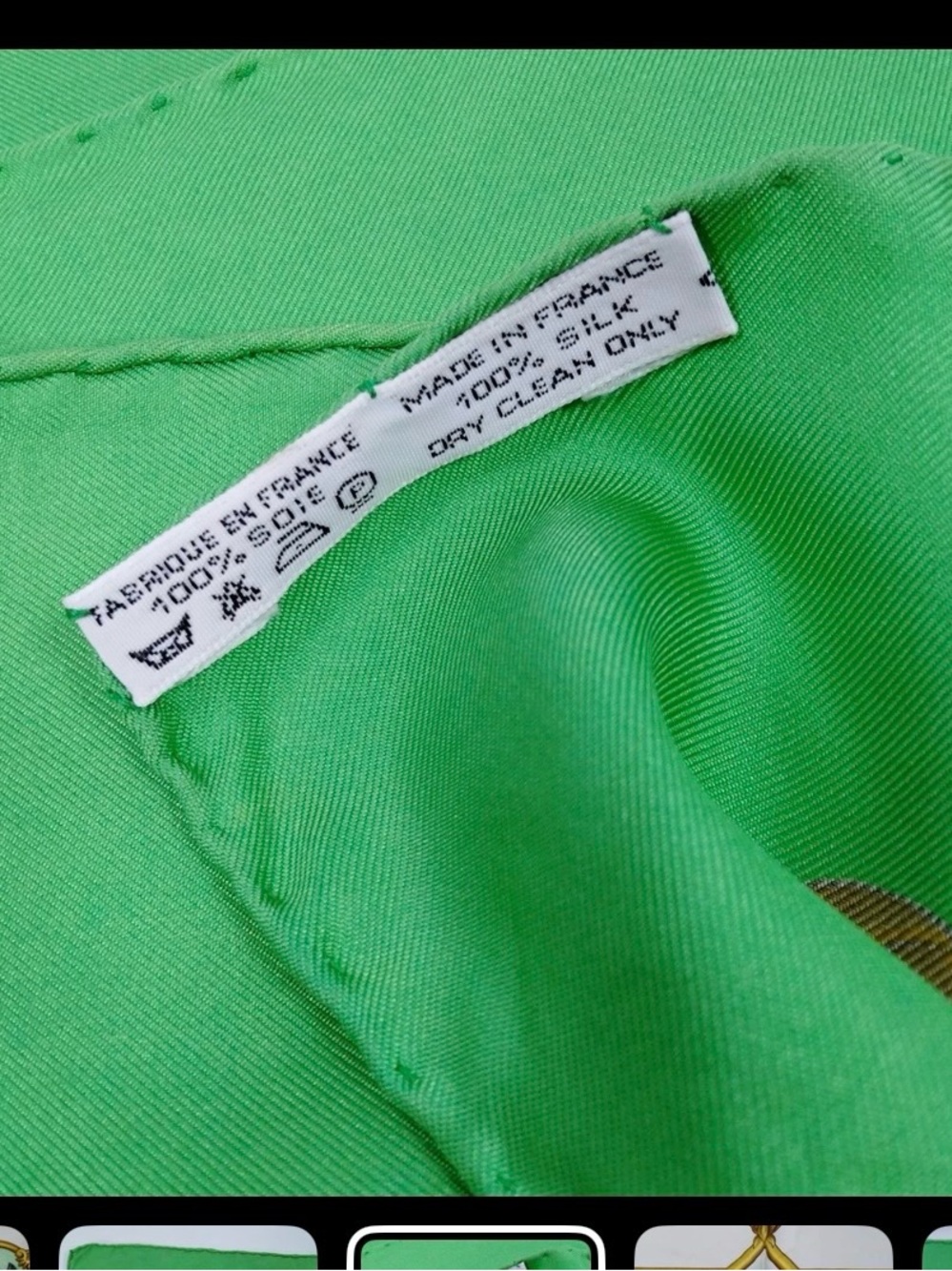 Hermes Scarf Silk Green White Equestrian Design 86 90 cm - Picture 6 of 12